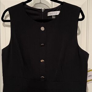 Kasper Black Sleeveless Midi Dress Ruffle Hem NWT Size 14